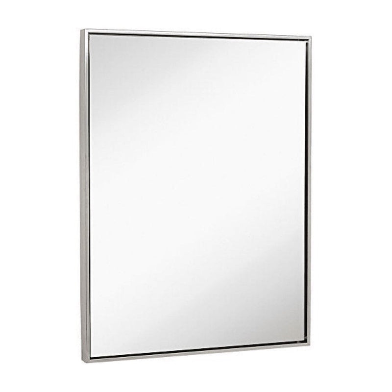 Clean Large Modern Brushed Stainless Steel Frame Wall Mirror-Hamilton Hills-RoomDividersNow