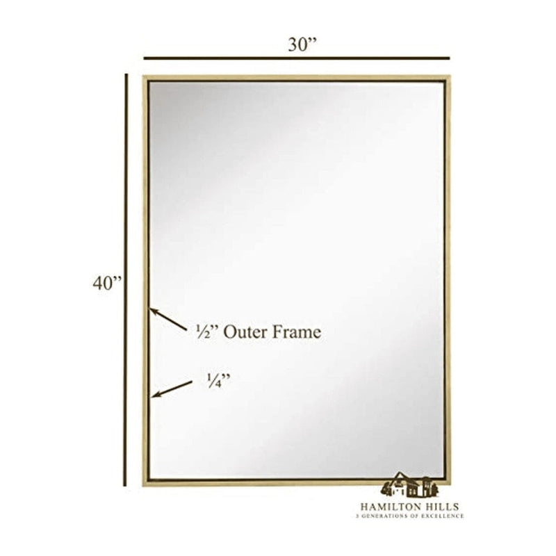 Clean Large Modern Gold Leaf Frame Wall Mirror 30" x 40"-Hamilton Hills-RoomDividersNow