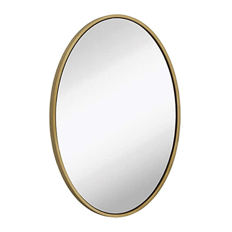 Clean Large Modern Oval Gold Leaf Frame Wall Mirror 24" x 36"-Hamilton Hills-RoomDividersNow
