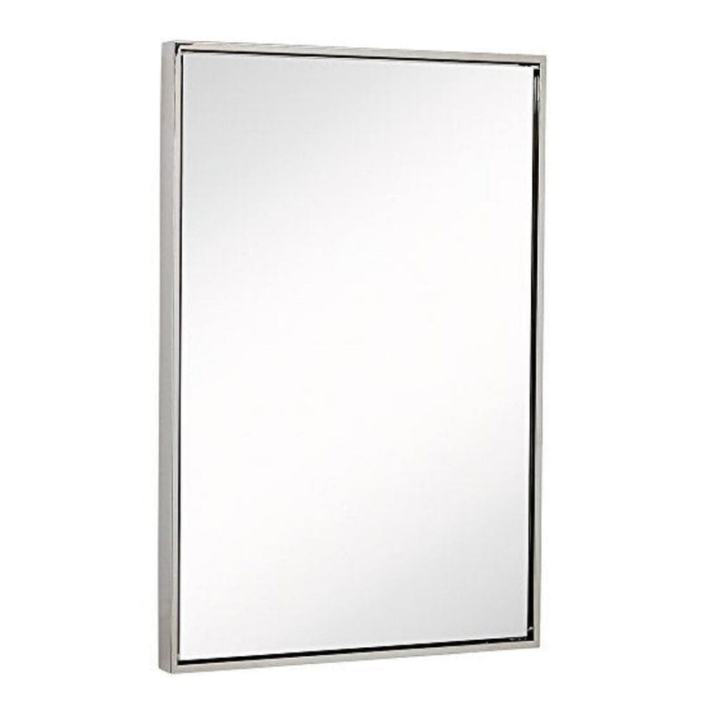 Clean Large Modern Polished Nickel Frame Wall Mirror-Hamilton Hills-RoomDividersNow