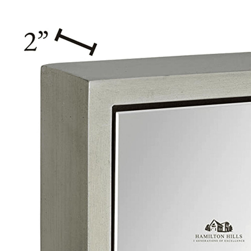 Clean Large Modern Silver Leaf Frame Wall Mirror 18" x 48"-Hamilton Hills-RoomDividersNow