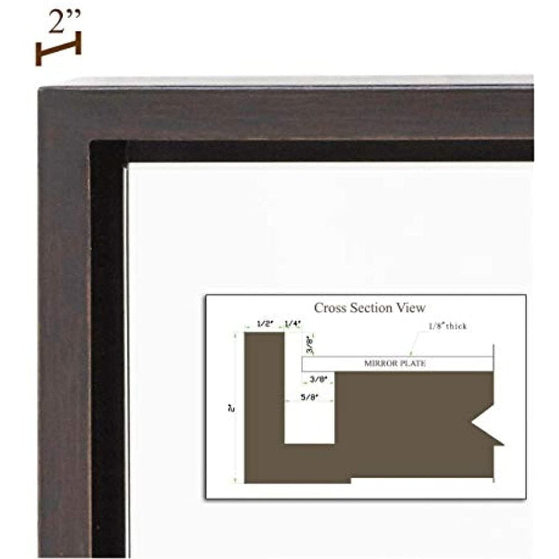Clean Large Modern Wenge Frame Wall Mirror 16" x 24"-Hamilton Hills-RoomDividersNow