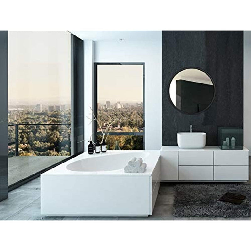 Clean Large Modern Wenge Wood 24" Circle Frame Wall Mirror-Hamilton Hills-RoomDividersNow
