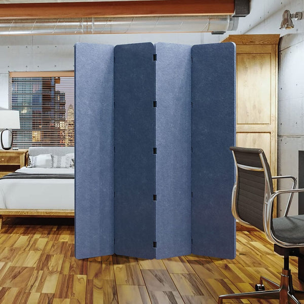 Cloud 9 Privacy Screen - 4 Panel, White/Blue, Flat Finish-Room Dividers Now-RoomDividersNow