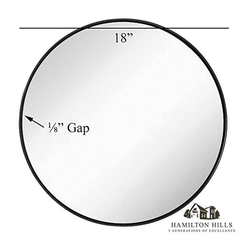 Contemporary Brushed Metal Black Wall Mirror (18" Round)-Hamilton Hills-RoomDividersNow