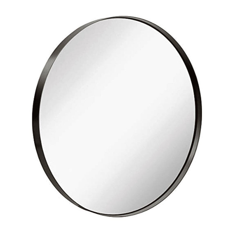 Contemporary Brushed Metal Bronze Wall Mirror (30" Round)-Hamilton Hills-RoomDividersNow