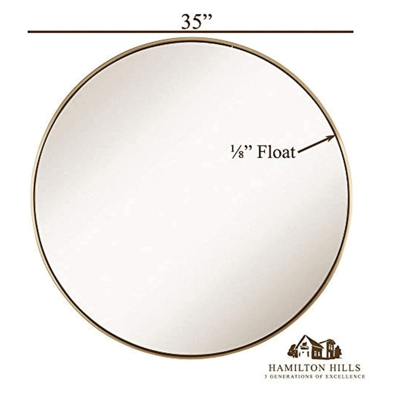Contemporary Brushed Metal Gold Wall Mirror (35" Round)-Hamilton Hills-RoomDividersNow