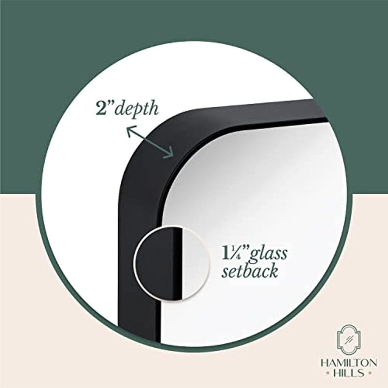 Contemporary Brushed Metal Wall Mirror (22" x 30", Matte Black)-Hamilton Hills-RoomDividersNow