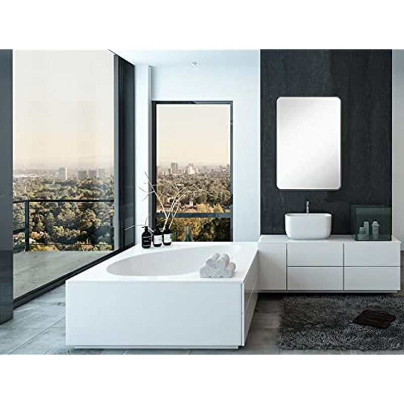 Contemporary Brushed Metal Wall Mirror (24" x 36", Matte Black)-Hamilton Hills-RoomDividersNow