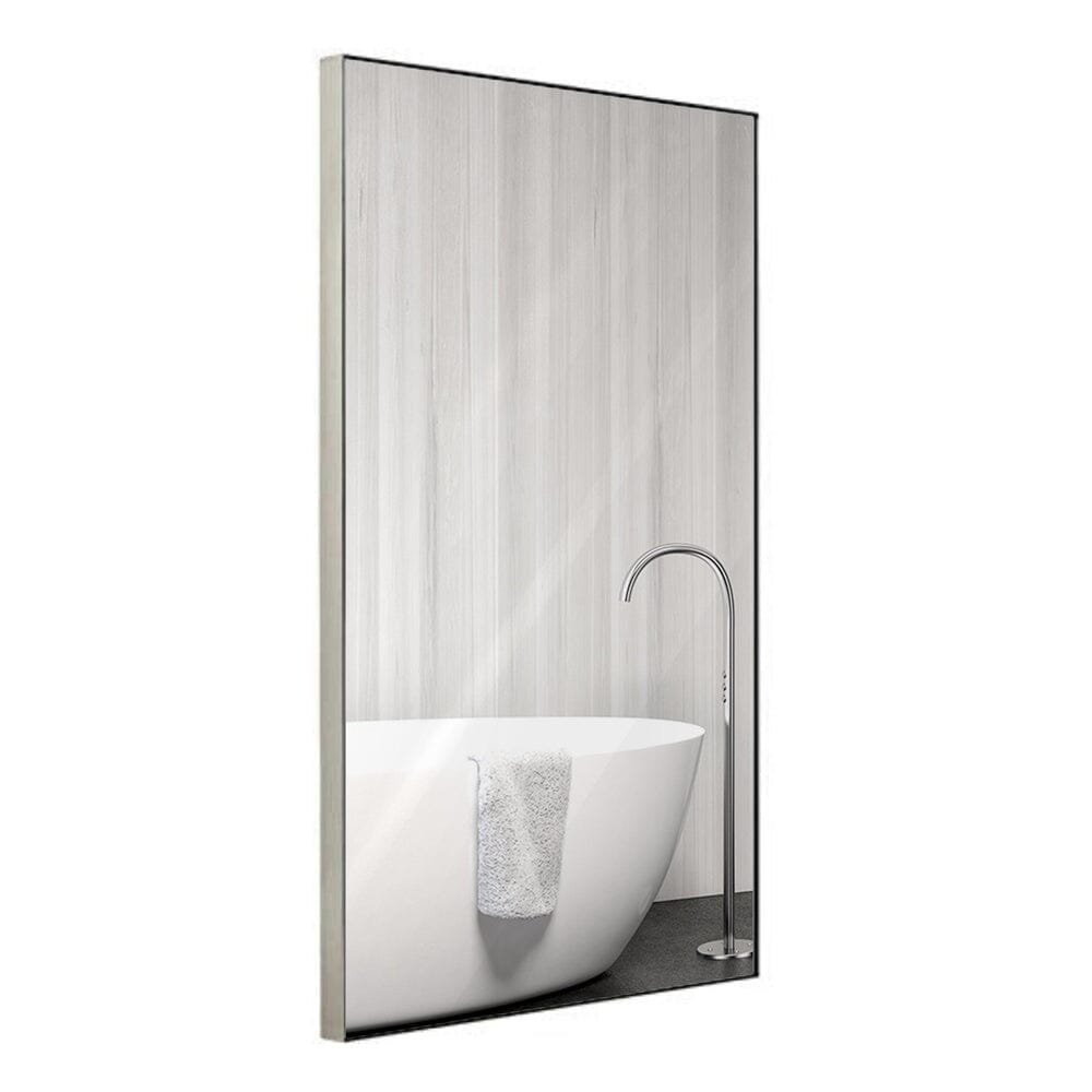 Contemporary Brushed Metal Wall Mirror (24" x 36")-Hamilton Hills-RoomDividersNow