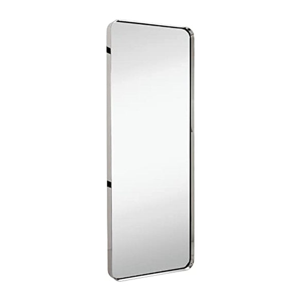 Contemporary Polished Metal Tall Silver Wall Mirror | Glass Panel Polished Silver (18" x 48")-Hamilton Hills-RoomDividersNow
