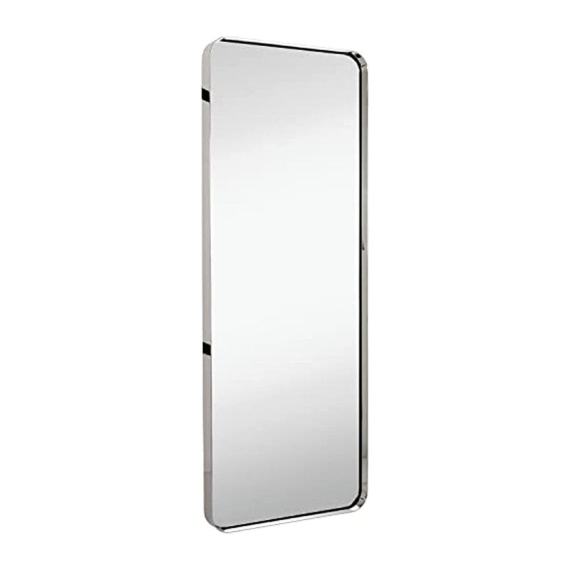 Contemporary Polished Metal Tall Silver Wall Mirror | Glass Panel Polished Silver (18" x 48")-Hamilton Hills-RoomDividersNow