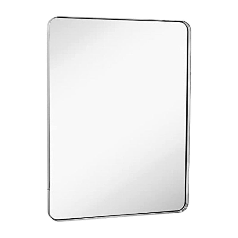 Contemporary Polished Metal Wall Mirror | Glass Panel Black Framed (30" x 40", Polished Silver)-Hamilton Hills-RoomDividersNow
