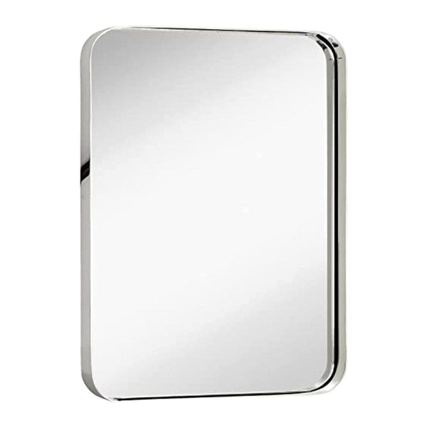 Contemporary Polished Metal Wall Mirror | Glass Panel Silver Framed (24" x 36")-Hamilton Hills-RoomDividersNow