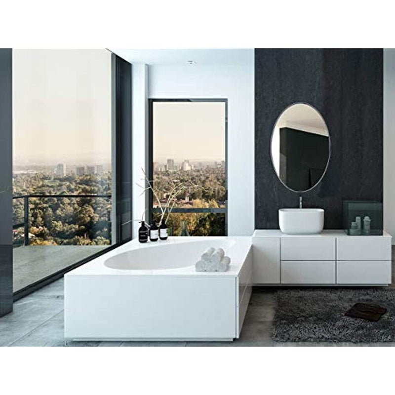 Contemporary Polished Metal Wall Mirror | Oval Polished Silver Framed (24" x 36")-Hamilton Hills-RoomDividersNow