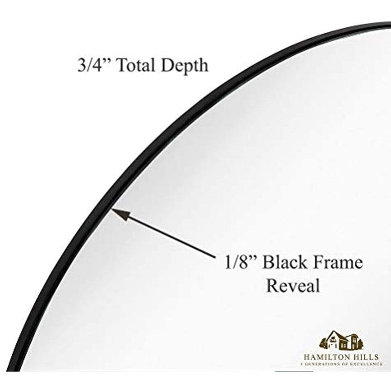 Contemporary Thin Black Edge Circular Wall Mirror (30" Round)-Hamilton Hills-RoomDividersNow