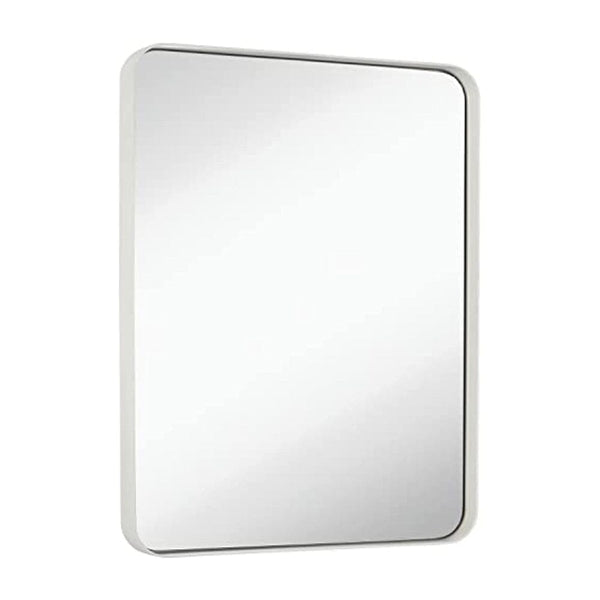 Contemporary White Metal Wall Mirror | Glass Panel White Framed Rounded Corner Deep Set Design (22" x 30")-Hamilton Hills-RoomDividersNow