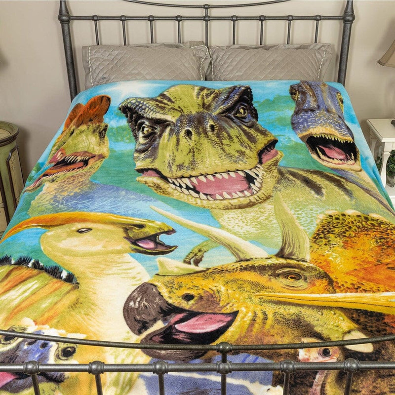 Dinosaurs Selfie Super Soft Full/Queen Size Plush Fleece Blanket-Dawhud Direct-RoomDividersNow