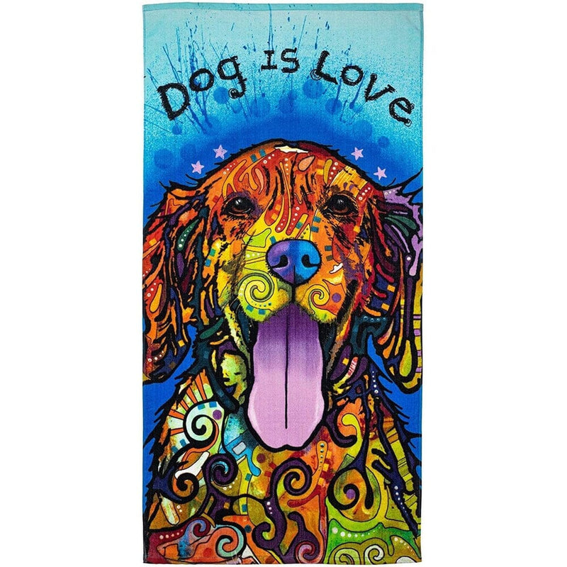 Dog is Love Super Soft Plush Cotton Beach Bath Pool Towel by Dean Russo-Dawhud Direct-RoomDividersNow