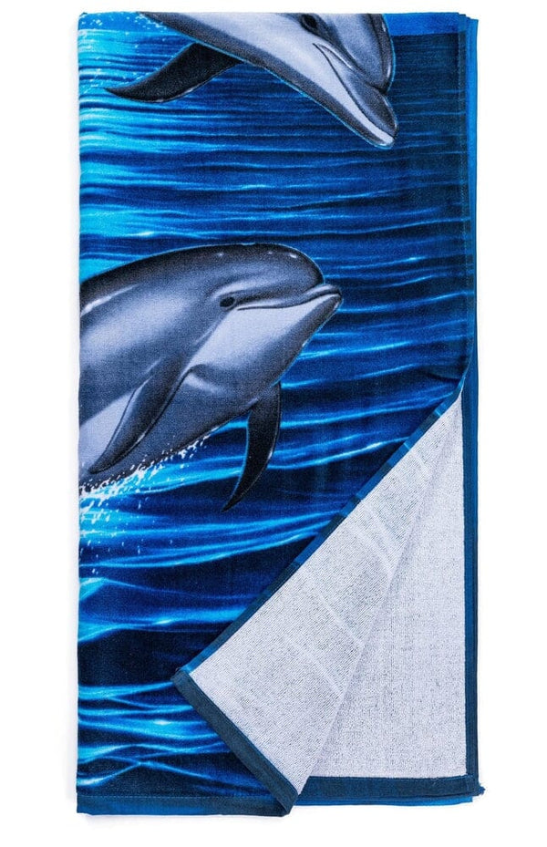 Dolphins Moon Super Soft Plush Cotton Beach Bath Pool Towel-Dawhud Direct-RoomDividersNow