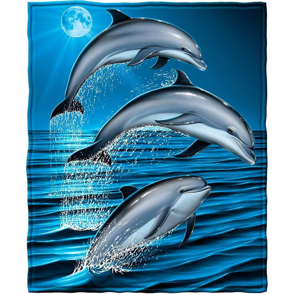 Dolphins Super Soft Full/Queen Size Plush Fleece Blanket-Dawhud Direct-RoomDividersNow