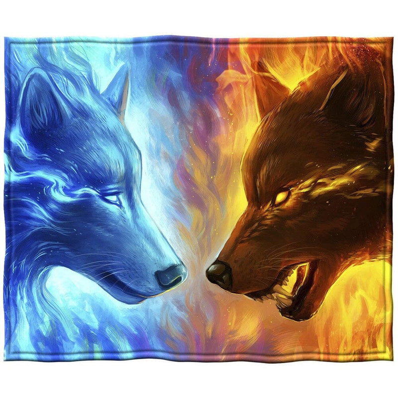 Fire and Ice Wolves Super Soft Plush Fleece Throw Blanket-Dawhud Direct-RoomDividersNow