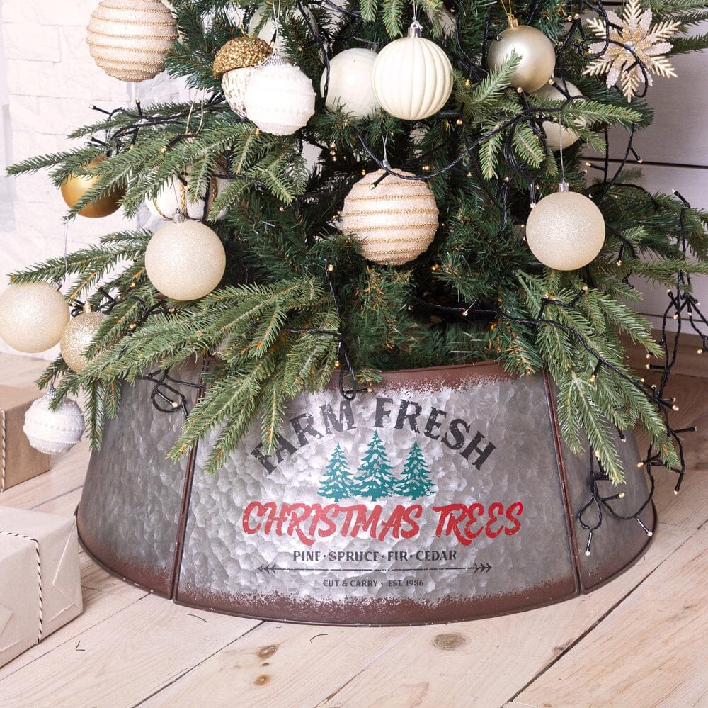 Galvanized Tree Collar - Large To Small Christmas Tree. Adjustable Metal Skirt-Hallops-RoomDividersNow