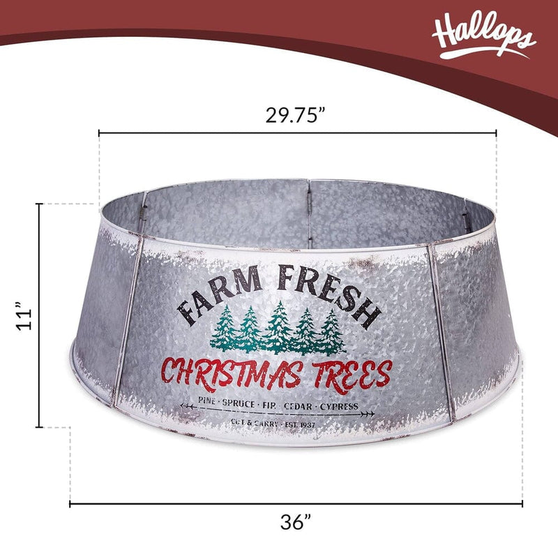Galvanized Tree Collar - Large To Small Christmas Tree. Adjustable Metal Skirt-Hallops-RoomDividersNow