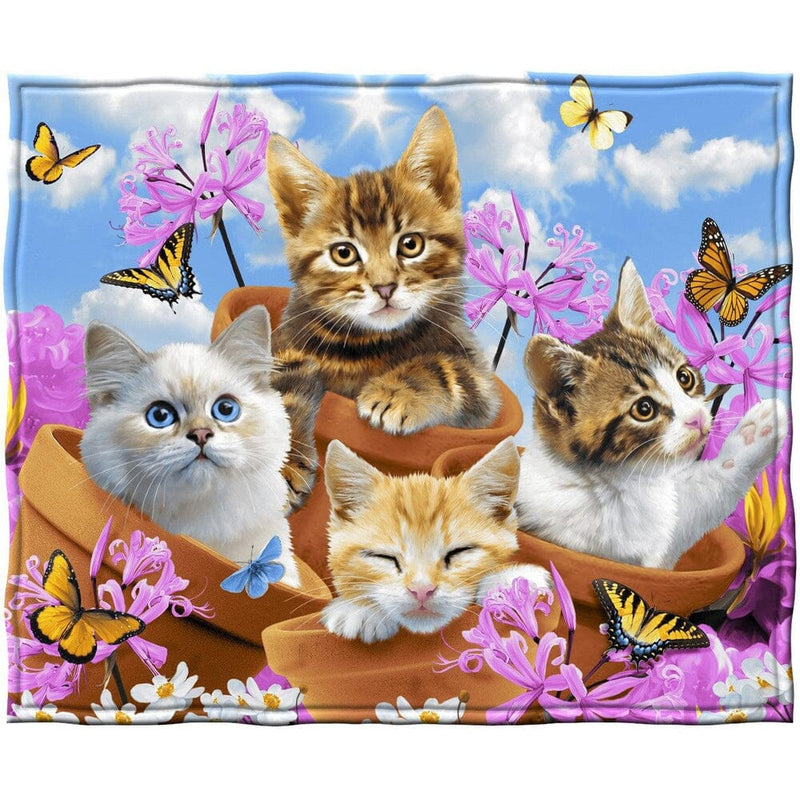 Garden Wonder Kittens Fleece Throw Blanket-Dawhud Direct-RoomDividersNow