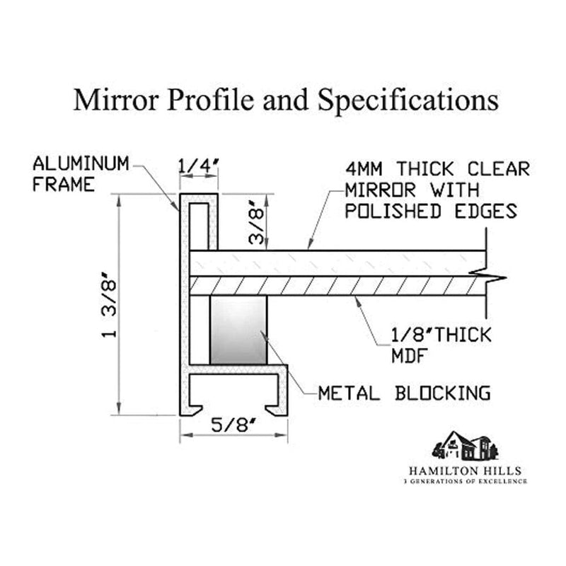 Gold Brushed Metal Vanity Mirror Simple Edge Mirrors 22"x30"-Hamilton Hills-RoomDividersNow