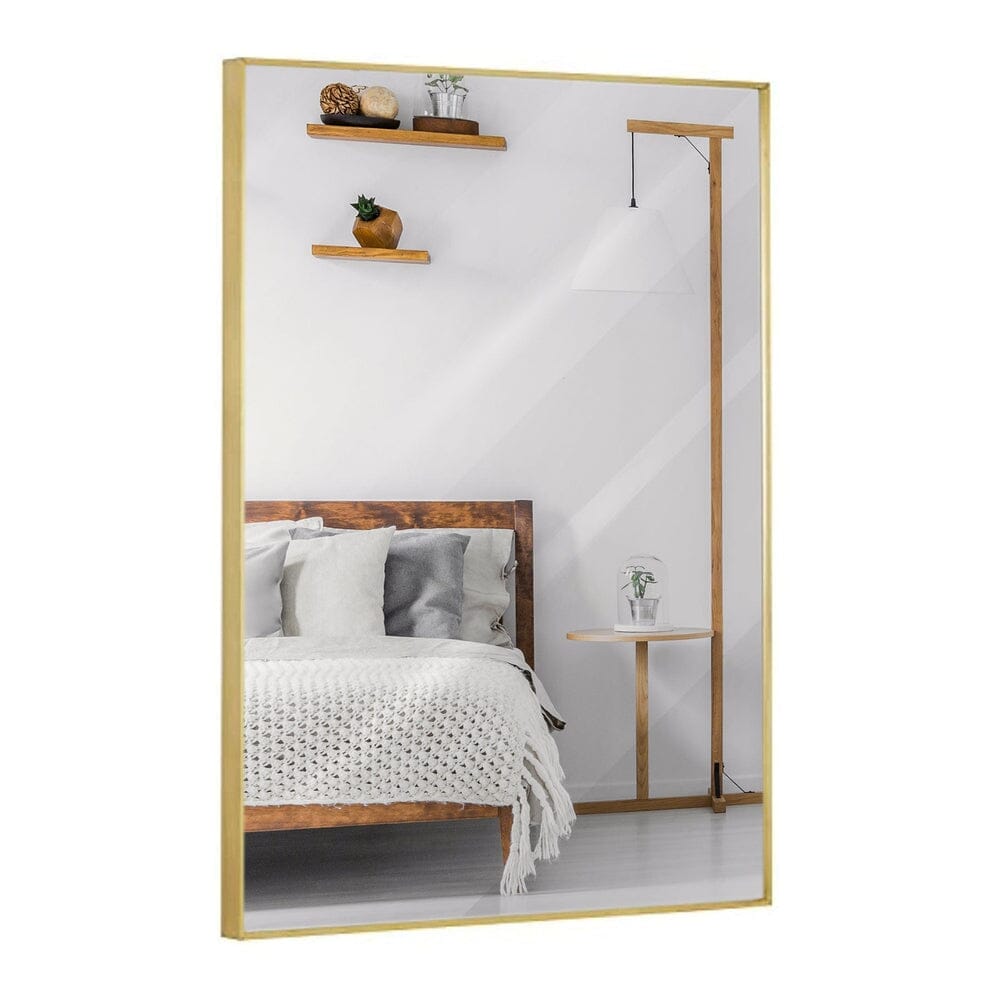 Gold Brushed Metal Vanity Mirror Simple Edge Mirrors 22"x30"-Hamilton Hills-RoomDividersNow