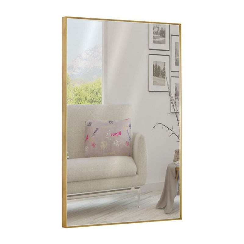 Gold Brushed Metal Vanity Mirror Simple Edge Mirrors 24"x36"-Hamilton Hills-RoomDividersNow