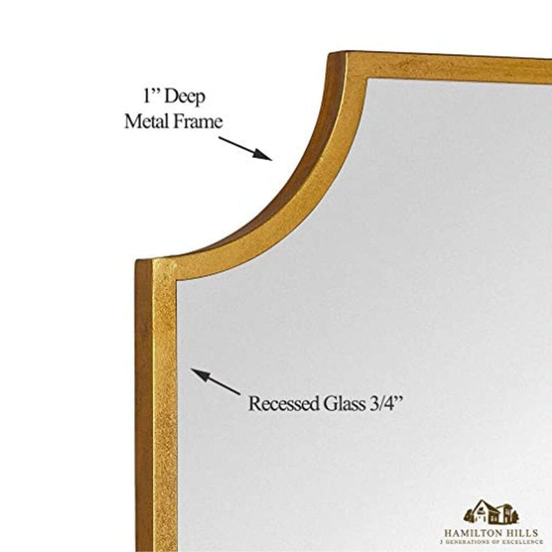 Gold Framed Mirror - Wall-Mounted Scalloped Mirror 30 x 40 Inches-Hamilton Hills-RoomDividersNow