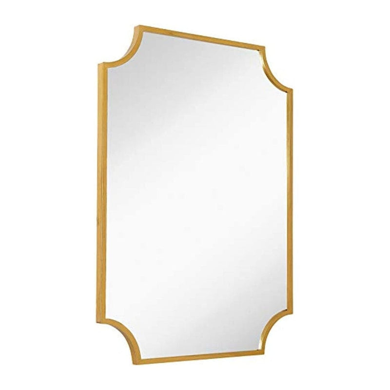 Gold Metal Framed Wall Mirror Scalloped Shape Mirror 24" x 36"-Hamilton Hills-RoomDividersNow
