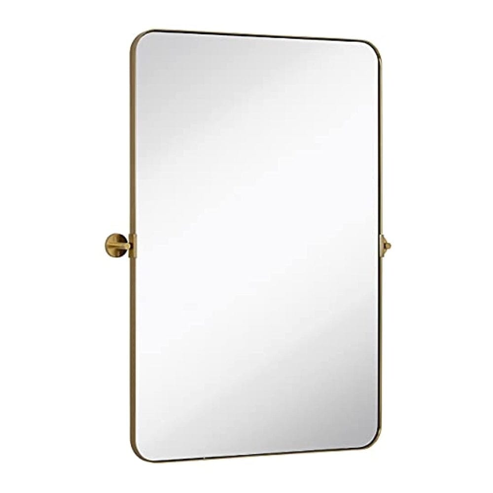 Gold Metal Surrounded Round Pivot Mirror 22" x 30-Hamilton Hills-RoomDividersNow
