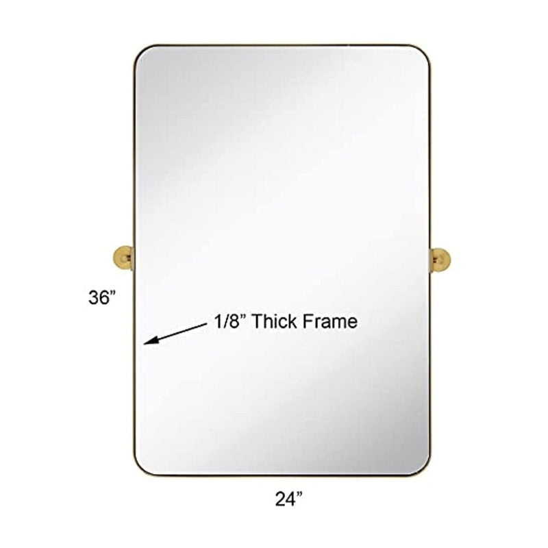 Gold Metal Surrounded Round Pivot Mirror 24" x 36"-Hamilton Hills-RoomDividersNow