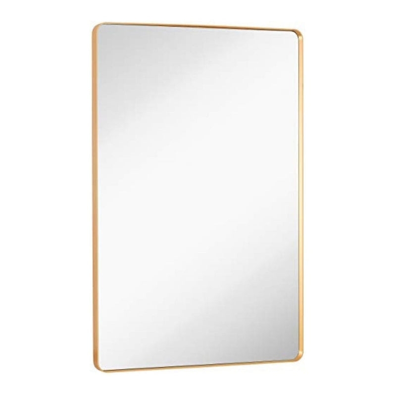 Gold Mirror Bathroom Mirrors for Wall Rounded Corner 24" x36"-Hamilton Hills-RoomDividersNow