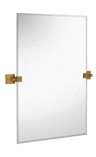 Gold Pivot Mirror 20" x 30"-Hamilton Hills-RoomDividersNow