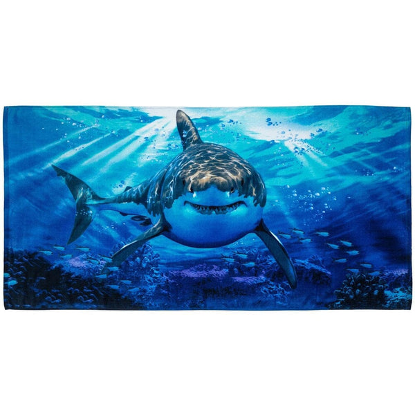 Great White Shark Super Soft Plush Cotton Beach Towel-Dawhud Direct-RoomDividersNow