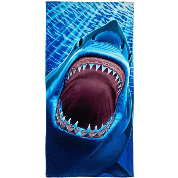 Great White Shark Teeth Super Soft Plush Cotton Beach Towel-Dawhud Direct-RoomDividersNow
