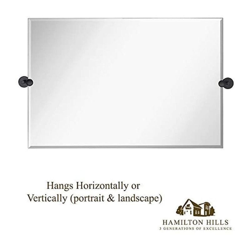Hamilton Hills 20" x 30" Rectangle Round Black Pivot Mirror-Hamilton Hills-RoomDividersNow