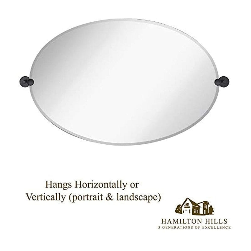 Hamilton Hills 24" x 36" Oval Round Black Pivot Mirror-Hamilton Hills-RoomDividersNow