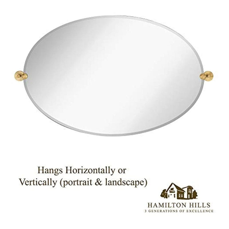 Hamilton Hills 24" x 36" Oval Round Gold Pivot Mirror-Hamilton Hills-RoomDividersNow