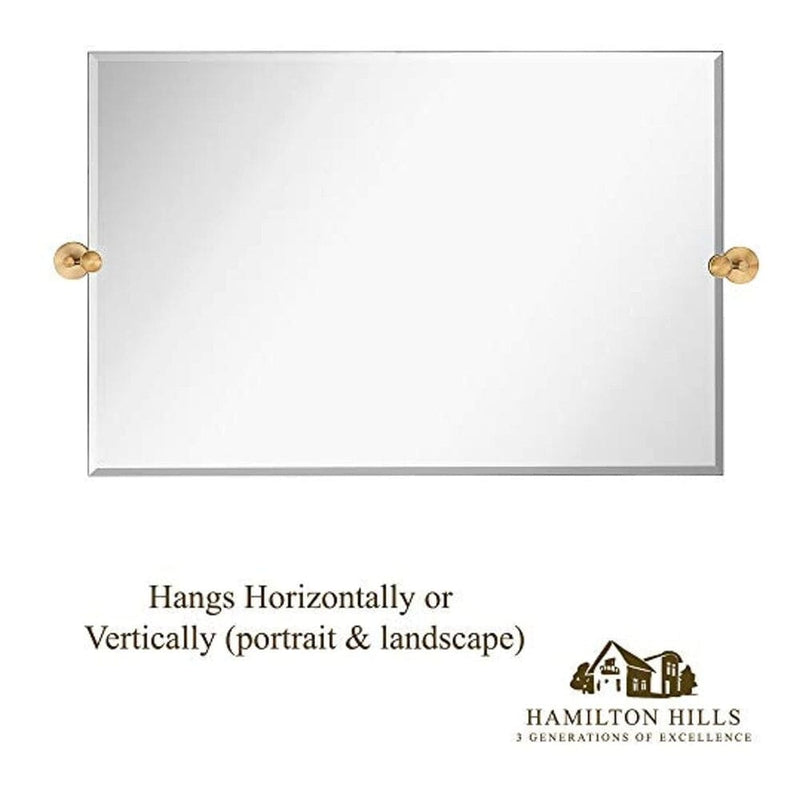 Hamilton Hills 30" x 40" Rectangle Round Gold Pivot Mirror-Hamilton Hills-RoomDividersNow