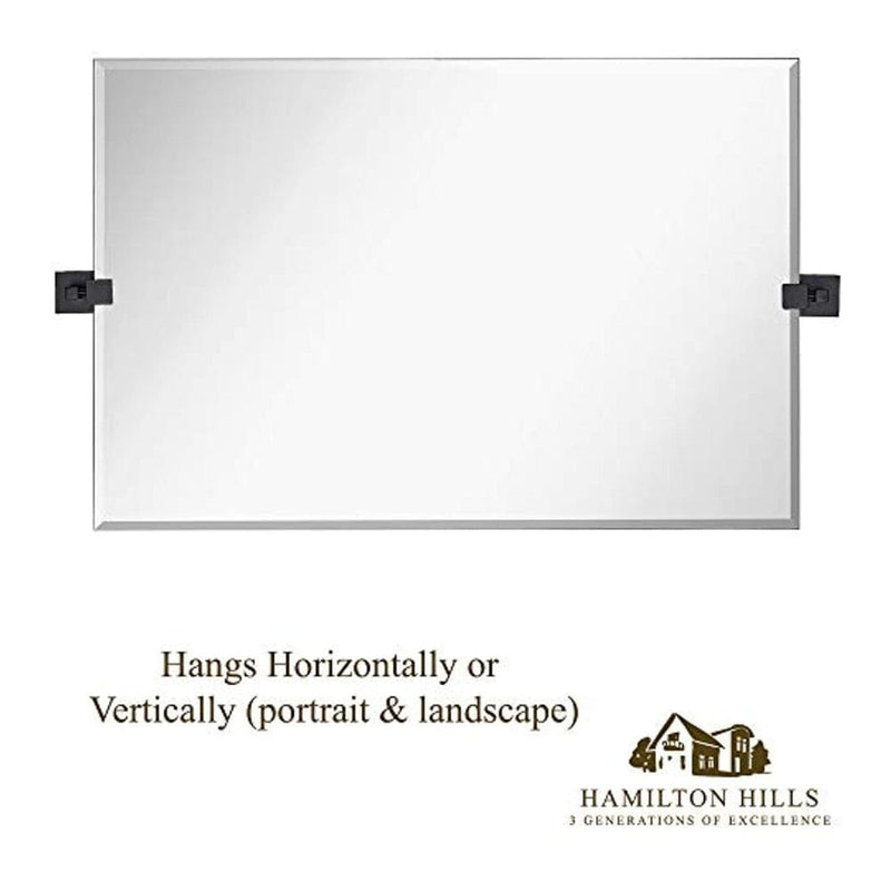 Hamilton Hills 30" x 40" Rectangle Square Black Pivot Mirror-Hamilton Hills-RoomDividersNow