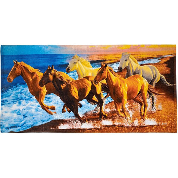 Horses on the Beach Super Soft Plush Cotton Beach Towel-Dawhud Direct-RoomDividersNow