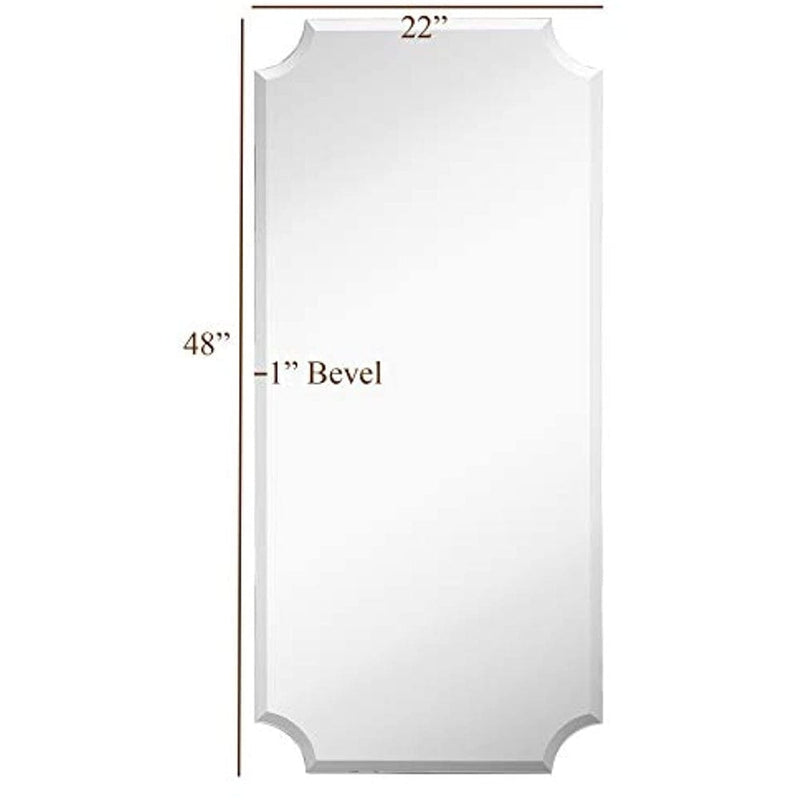 Large Beveled Scalloped Edge Full Length Wall Mirror (22" x 48")-Hamilton Hills-RoomDividersNow