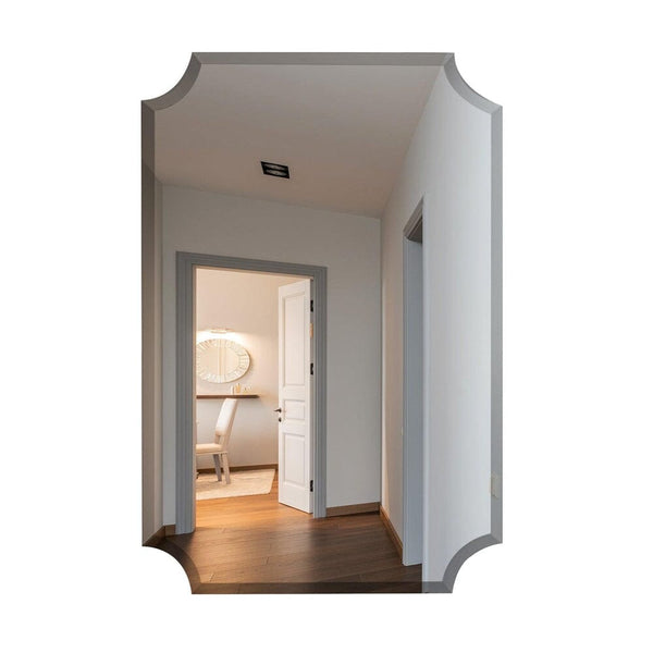 Large Beveled Scalloped Edge Rectangular Wall Mirror (24" x 36")-Hamilton Hills-RoomDividersNow