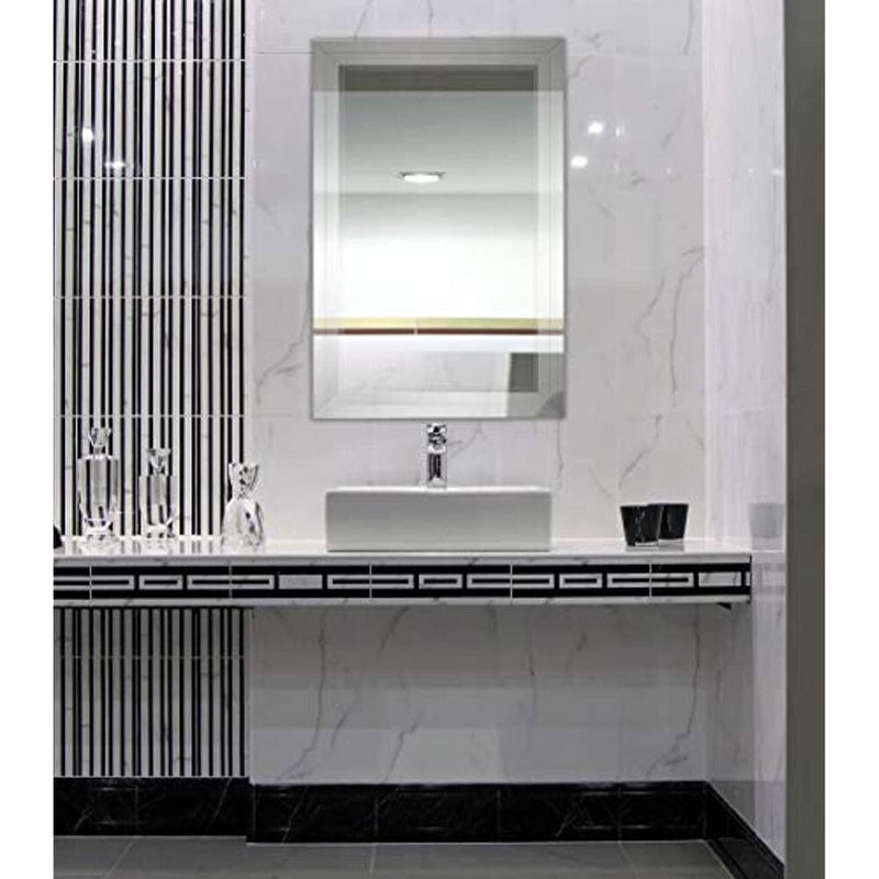 Large Flat Framed Wall Mirror with Double Mirror Edge Beveled Mirror Frame (24" x 36")-Hamilton Hills-RoomDividersNow