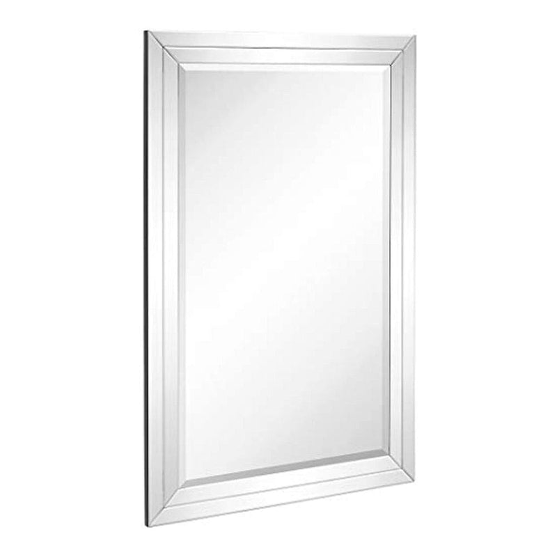 Large Flat Framed Wall Mirror with Double Mirror Edge Beveled Mirror Frame (24" x 36")-Hamilton Hills-RoomDividersNow